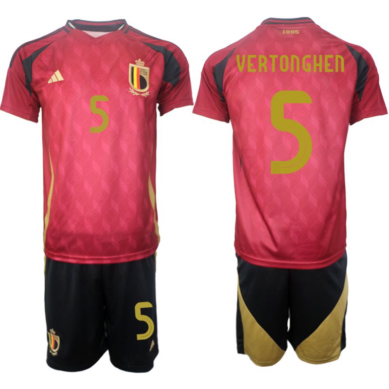 Men 2024-2025 Season Belgium home red #5 Soccer Jersey->belgium jersey->Soccer Country Jersey